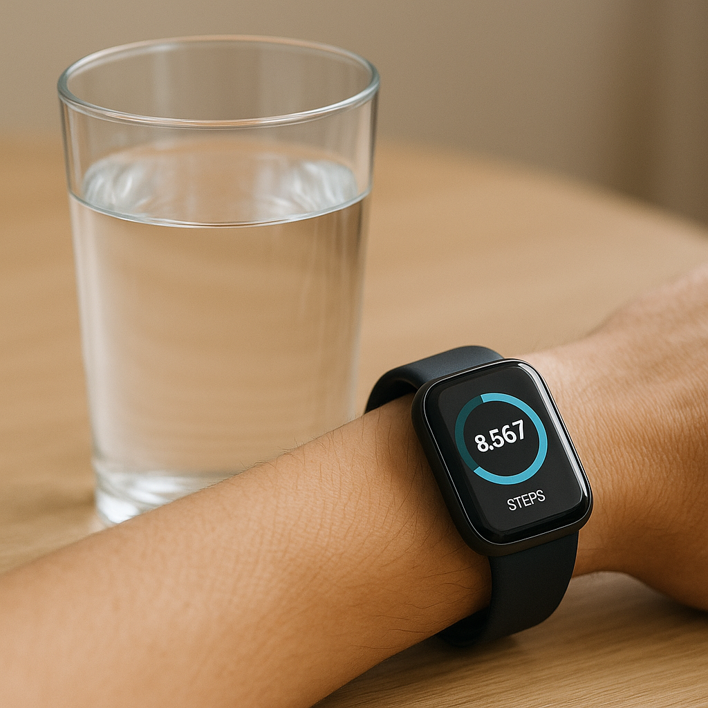 Стакан воды и шаги на трекере